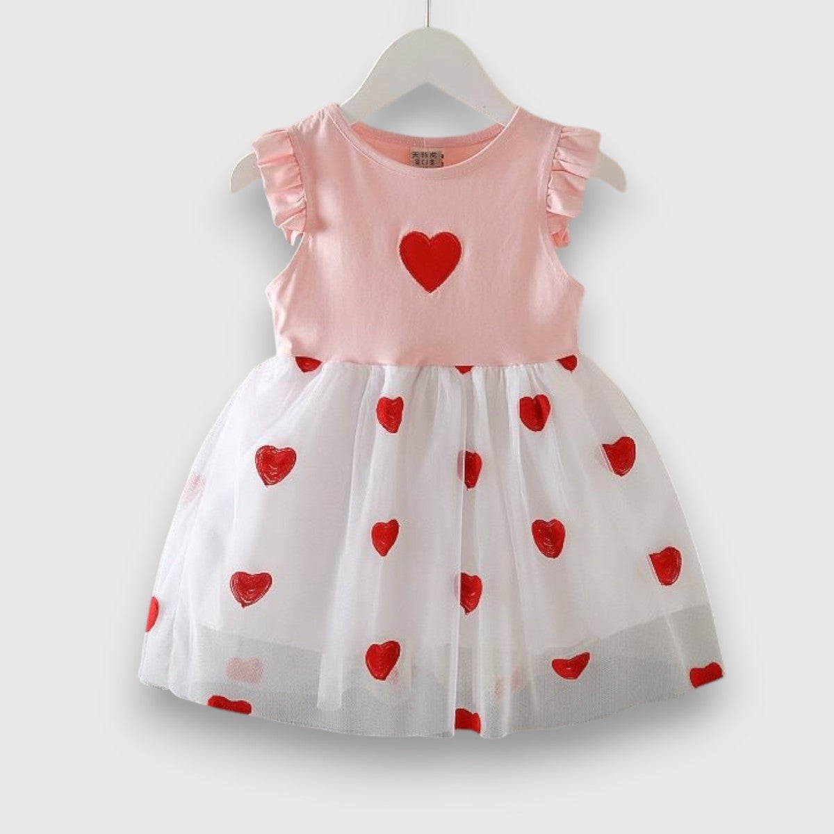 Girls Summer Frock-Red Hearts
